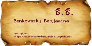 Benkovszky Benjamina névjegykártya